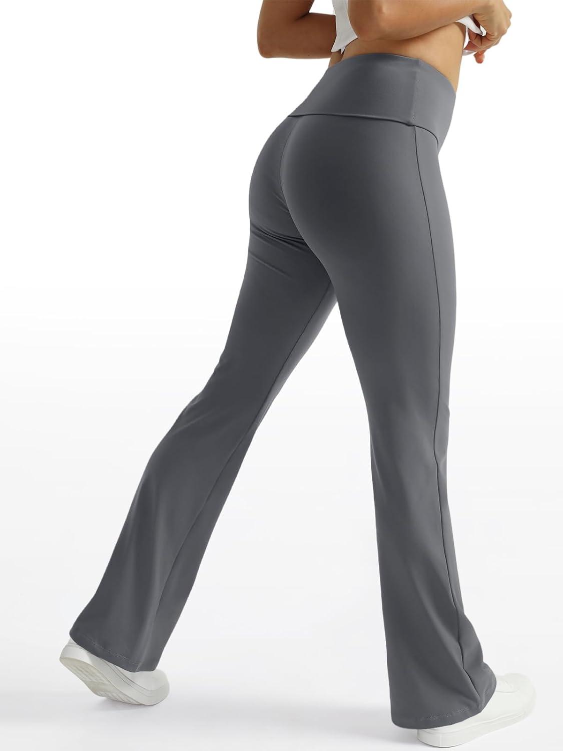 imageTrendy Queen Womens Wide Leg Yoga Pants Bootcut Workout Flare Leggings Trendy High Waisted Fold Over 2025 Fall OutfitsGrey