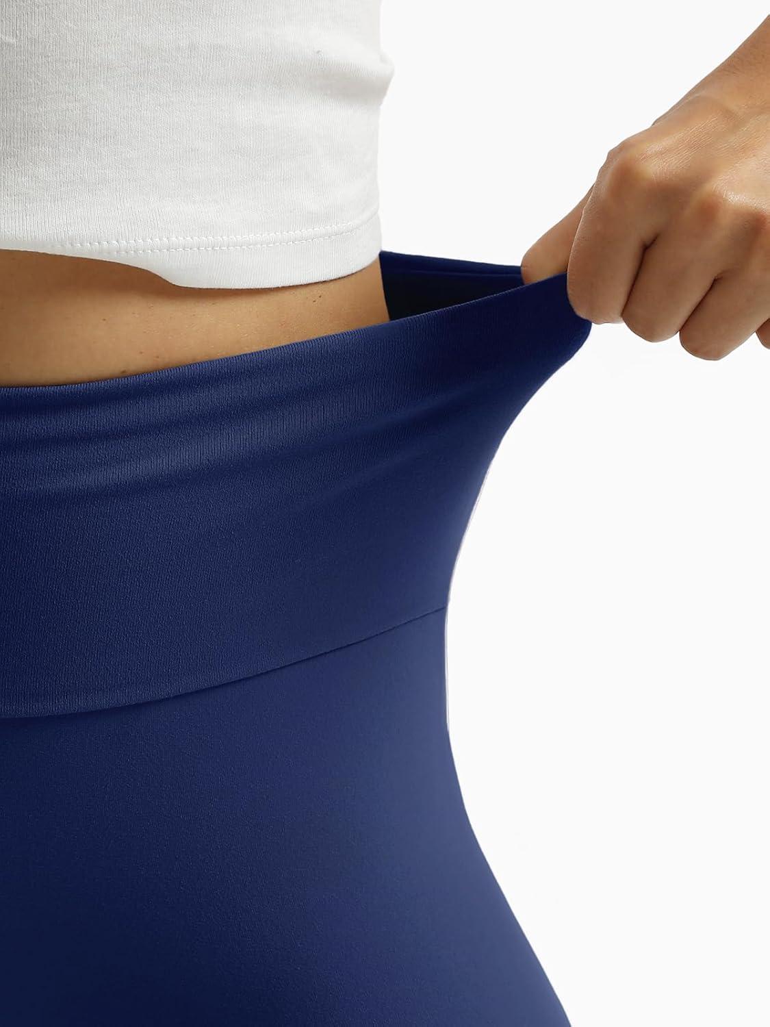 imageTrendy Queen Womens Wide Leg Yoga Pants Bootcut Workout Flare Leggings Trendy High Waisted Fold Over 2025 Fall OutfitsNavy