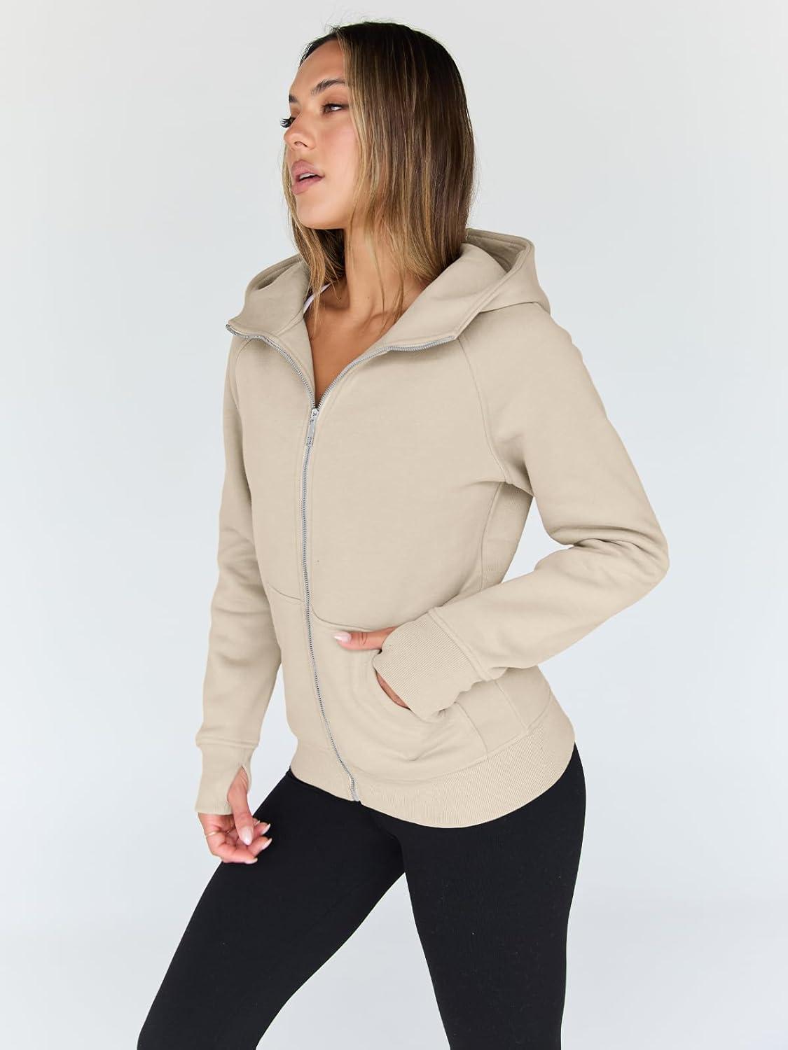 imageTrendy Queen Womens Zip Up Hoodies Fleece Jackets Oversized Sweatshirts Fall Fashion Outfits Sweaters Winter ClothesApricot