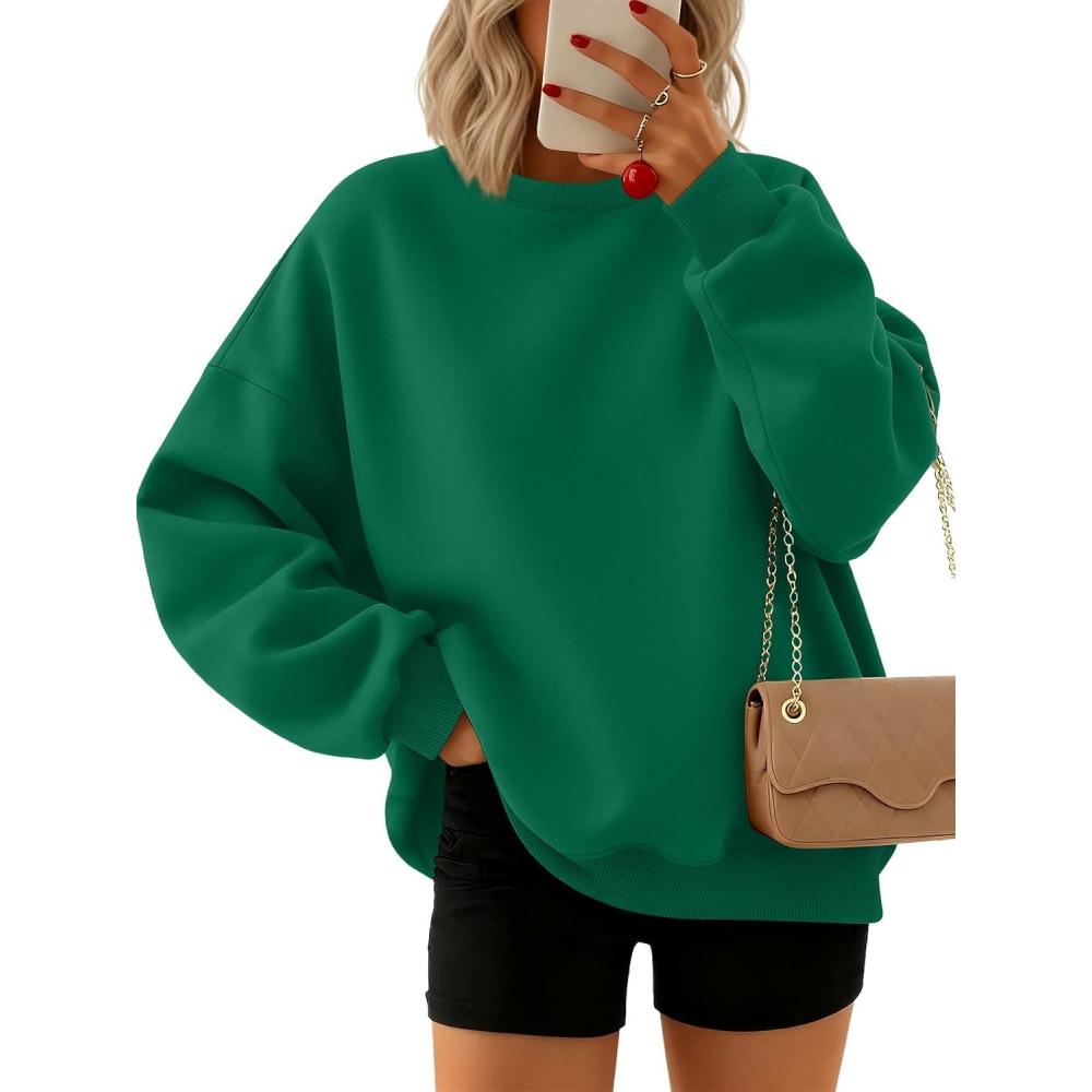 imageTrendy Queen Sweatshirts for Women Hoodies Oversized Crewneck Tops Sweaters Comfy Fall Winter Outfits Clothes 2025 FashionGrassgreen