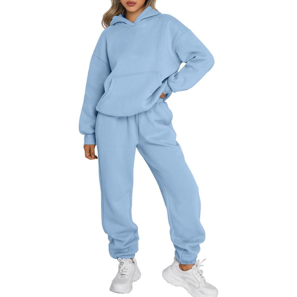 imageTrendy Queen Sweatsuits Women 2 Piece Outfit Two Piece Lounge Sets Hoodies and Sweatpants Fall Fashion Clothes 2025 TracksuitLightblue