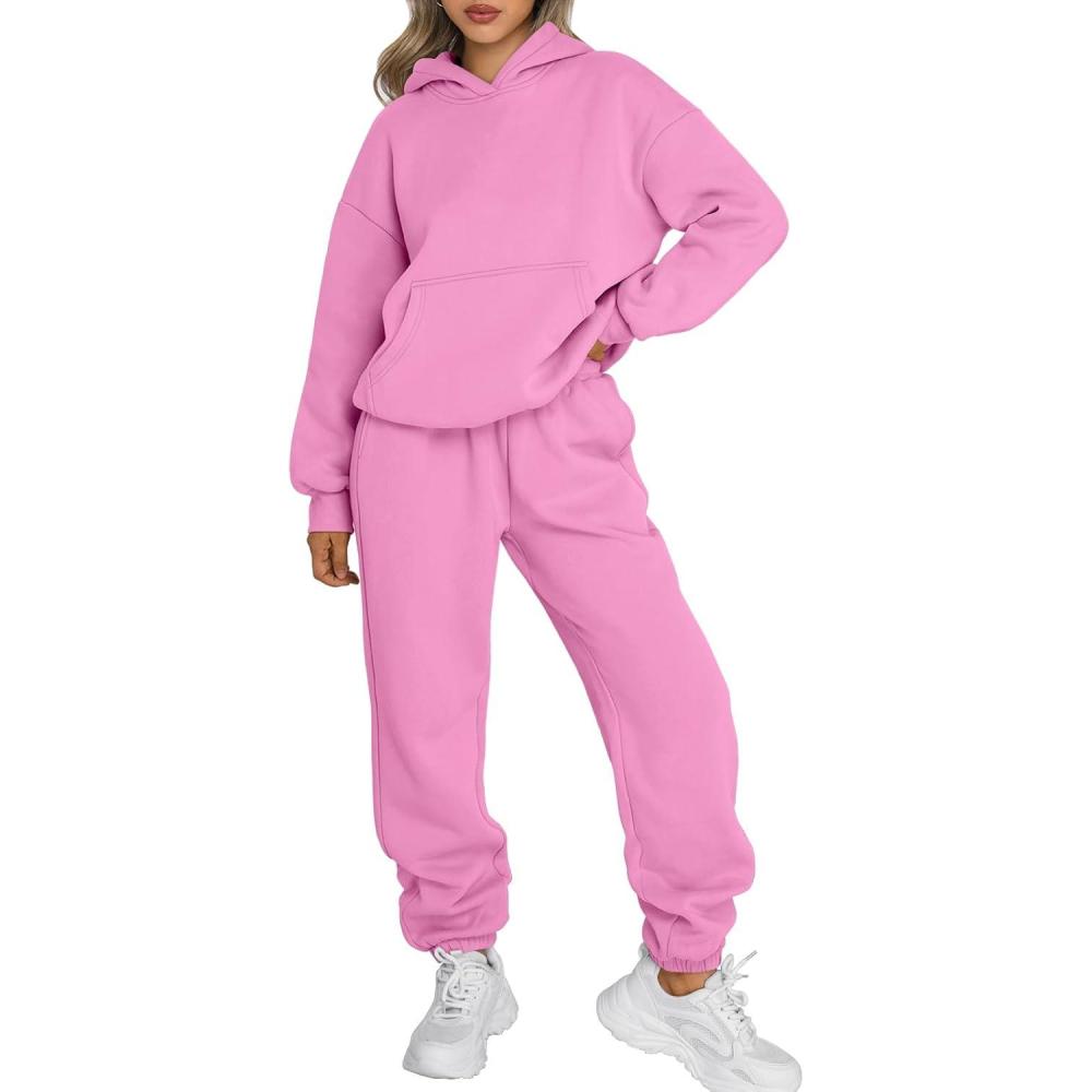 imageTrendy Queen Sweatsuits Women 2 Piece Outfit Two Piece Lounge Sets Hoodies and Sweatpants Fall Fashion Clothes 2025 TracksuitPink