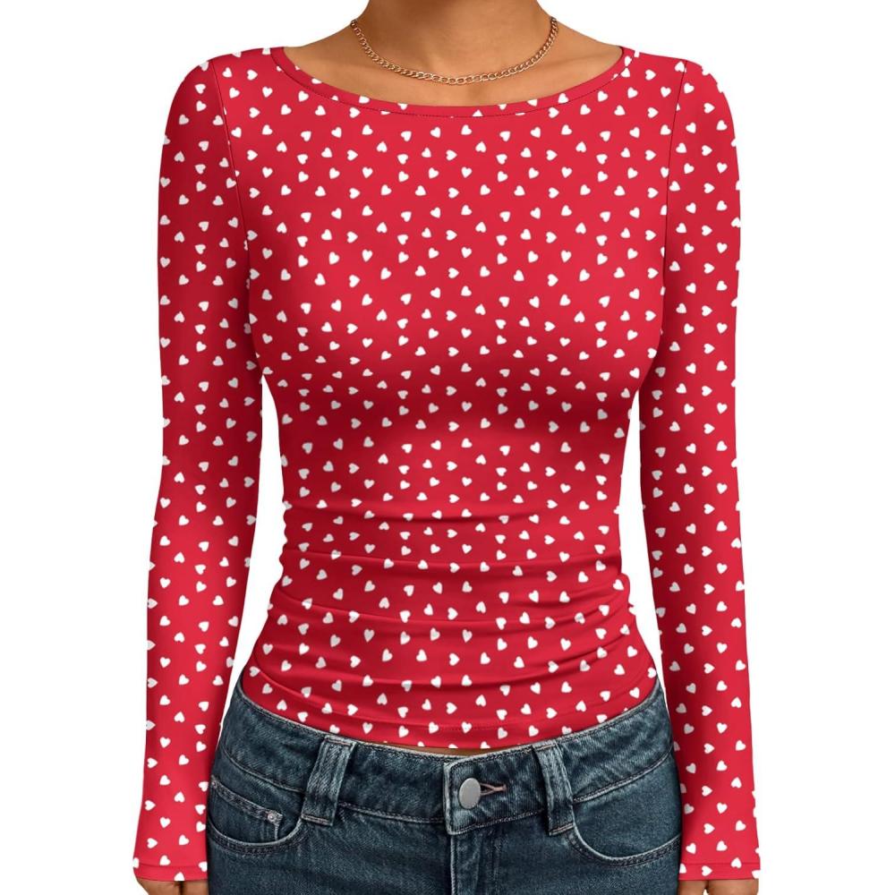 imageTrendy Queen Womens Boat Neck Tops Long Sleeve Shirts Casual Fitted Tee Shirts Solid Color Fall Basic Clothes 2025Love