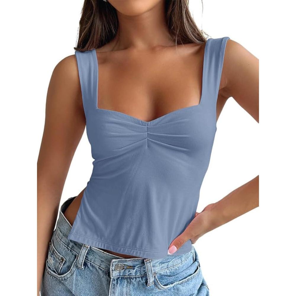 imageTrendy Queen Womens Going Out Crop Tops Backless Tank Tops Summer Y2k Teen Girls Basics Cute ClothesAshblue