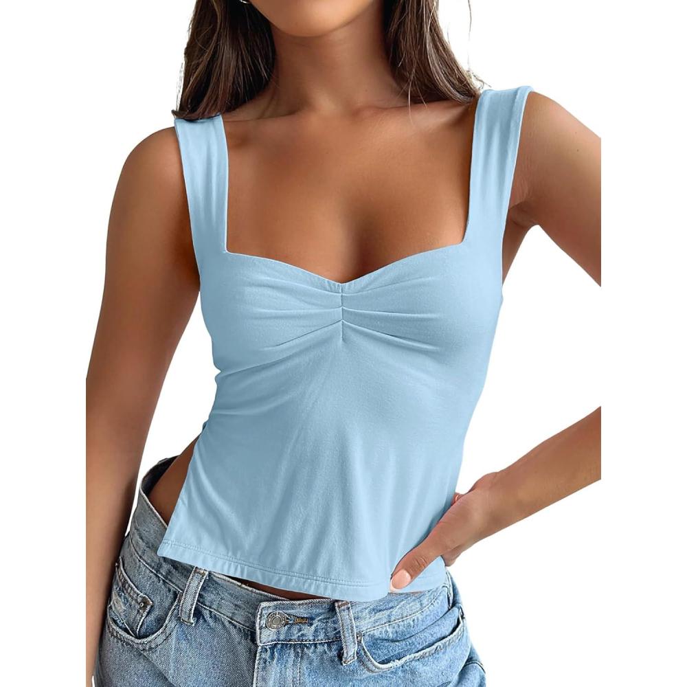 imageTrendy Queen Womens Going Out Crop Tops Backless Tank Tops Summer Y2k Teen Girls Basics Cute ClothesBabyblue
