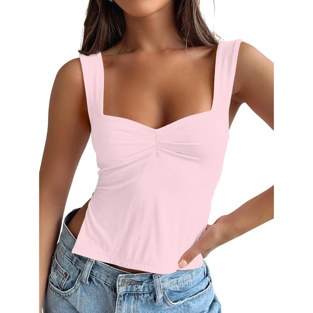 imageTrendy Queen Womens Going Out Crop Tops Backless Tank Tops Summer Y2k Teen Girls Basics Cute ClothesFleshpink