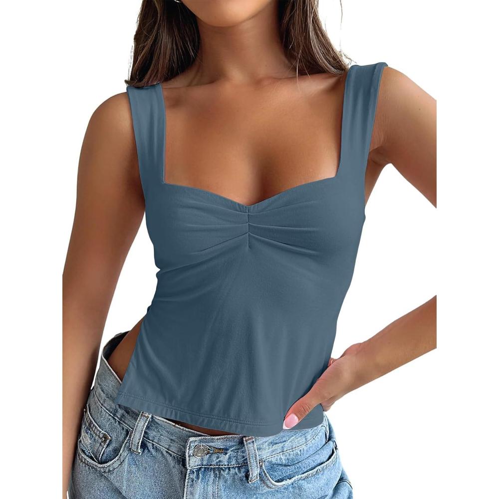 imageTrendy Queen Womens Going Out Crop Tops Backless Tank Tops Summer Y2k Teen Girls Basics Cute ClothesHazeblue