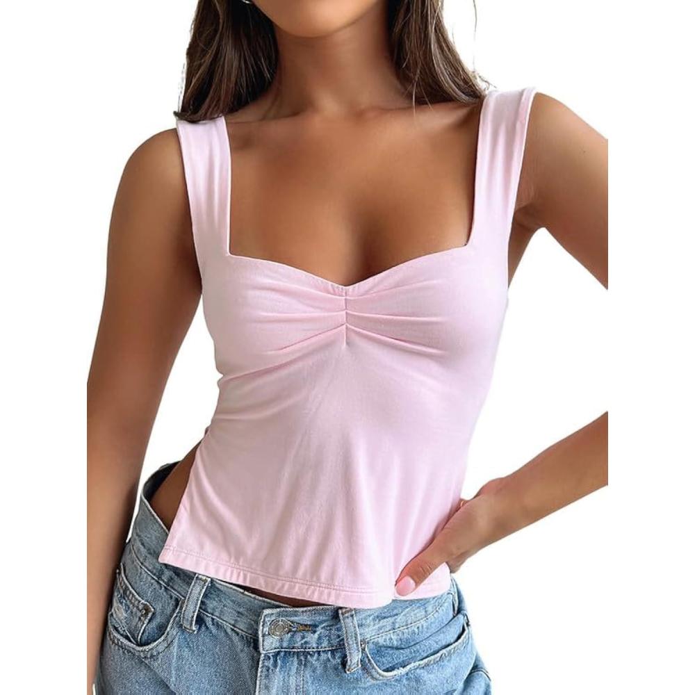 imageTrendy Queen Womens Going Out Crop Tops Backless Tank Tops Summer Y2k Teen Girls Basics Cute ClothesPink