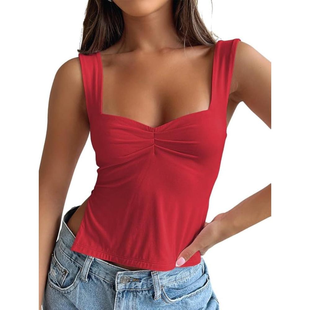 imageTrendy Queen Womens Going Out Crop Tops Backless Tank Tops Summer Y2k Teen Girls Basics Cute ClothesRed