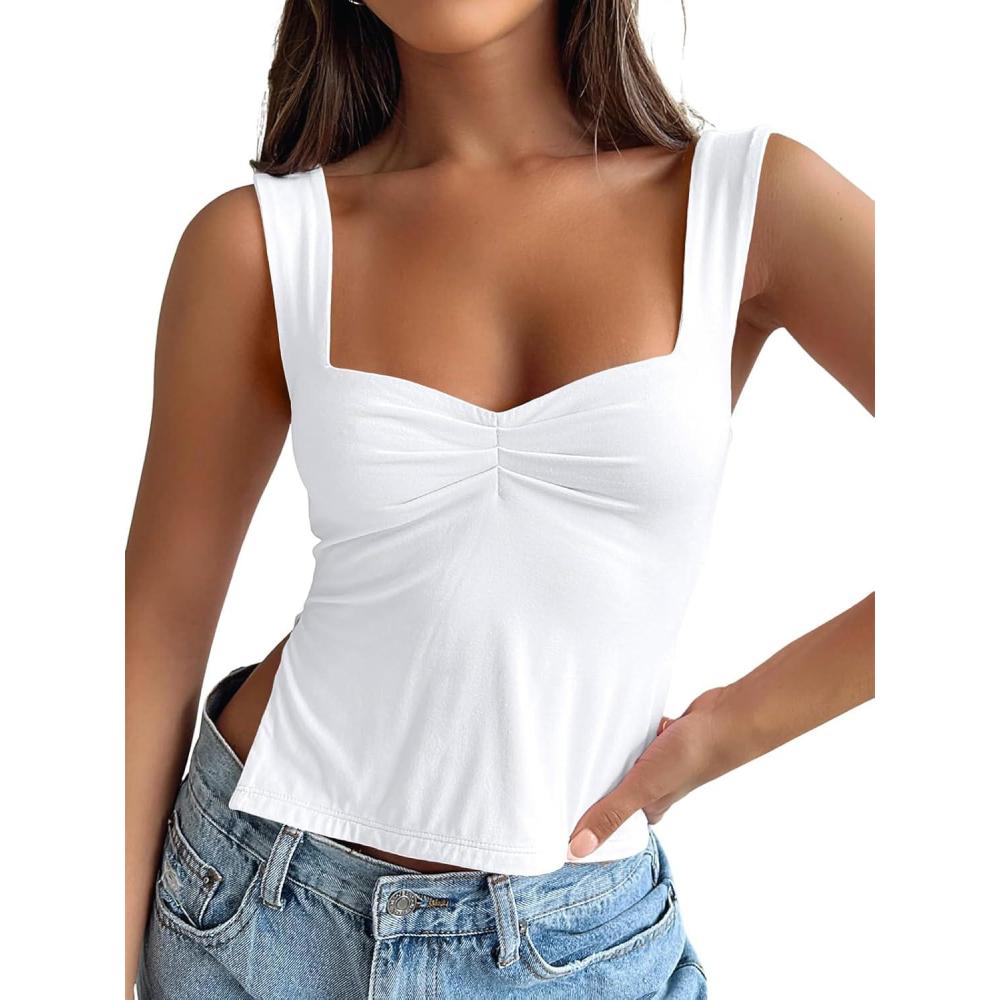 imageTrendy Queen Womens Going Out Crop Tops Backless Tank Tops Summer Y2k Teen Girls Basics Cute ClothesWhite