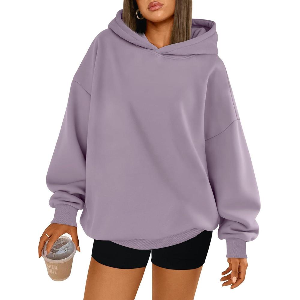 imageTrendy Queen Womens Oversized Hoodies Comfy Sweatshirts Fall Fashion 2025 Outfits Casual Tops Fleece Clothes with PocketsLightpurple