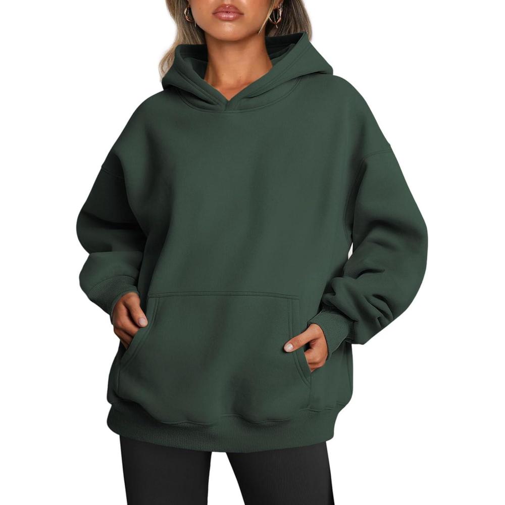 imageTrendy Queen Womens Oversized Hoodies Fleece Sweatshirts Fall Fashion Pullover Sweaters Winter ClothesForest Green