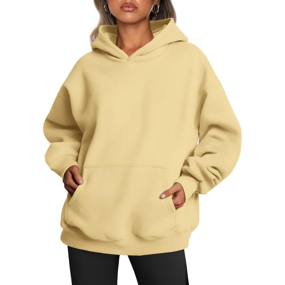 imageTrendy Queen Womens Oversized Hoodies Fleece Sweatshirts Fall Fashion Pullover Sweaters Winter ClothesLight Yellow