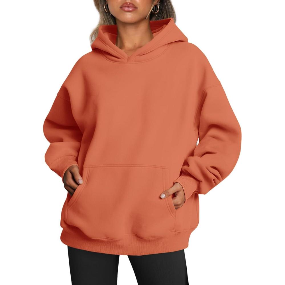 imageTrendy Queen Womens Oversized Hoodies Fleece Sweatshirts Fall Fashion Pullover Sweaters Winter ClothesMelon Orange