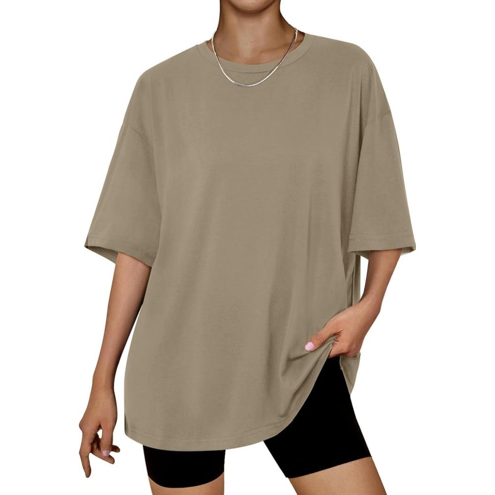 imageTrendy Queen Womens Oversized Summer T Shirts Plus Size Batwing Cute Casual Tops Short Sleeves Fashion Workout ClothesArmykhaki