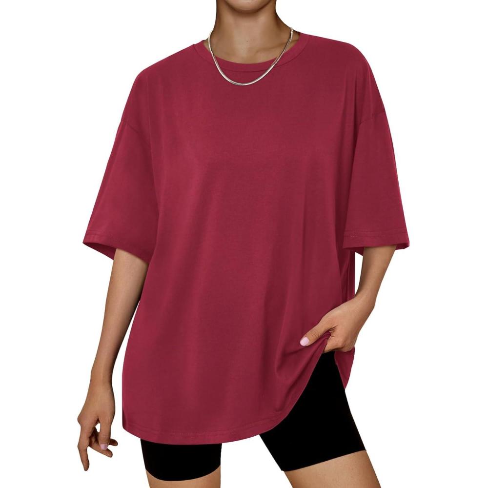 imageTrendy Queen Womens Oversized Summer T Shirts Plus Size Batwing Cute Casual Tops Short Sleeves Fashion Workout ClothesWinered