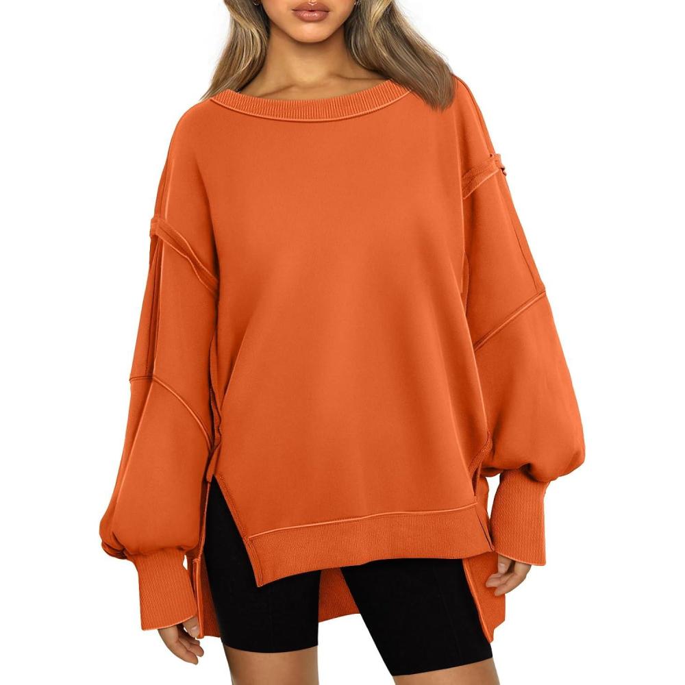 imageTrendy Queen Womens Oversized Sweatshirts Hoodies Crewneck Shirts Fall Outfits Teen Girls Y2k Winter ClothesOrange