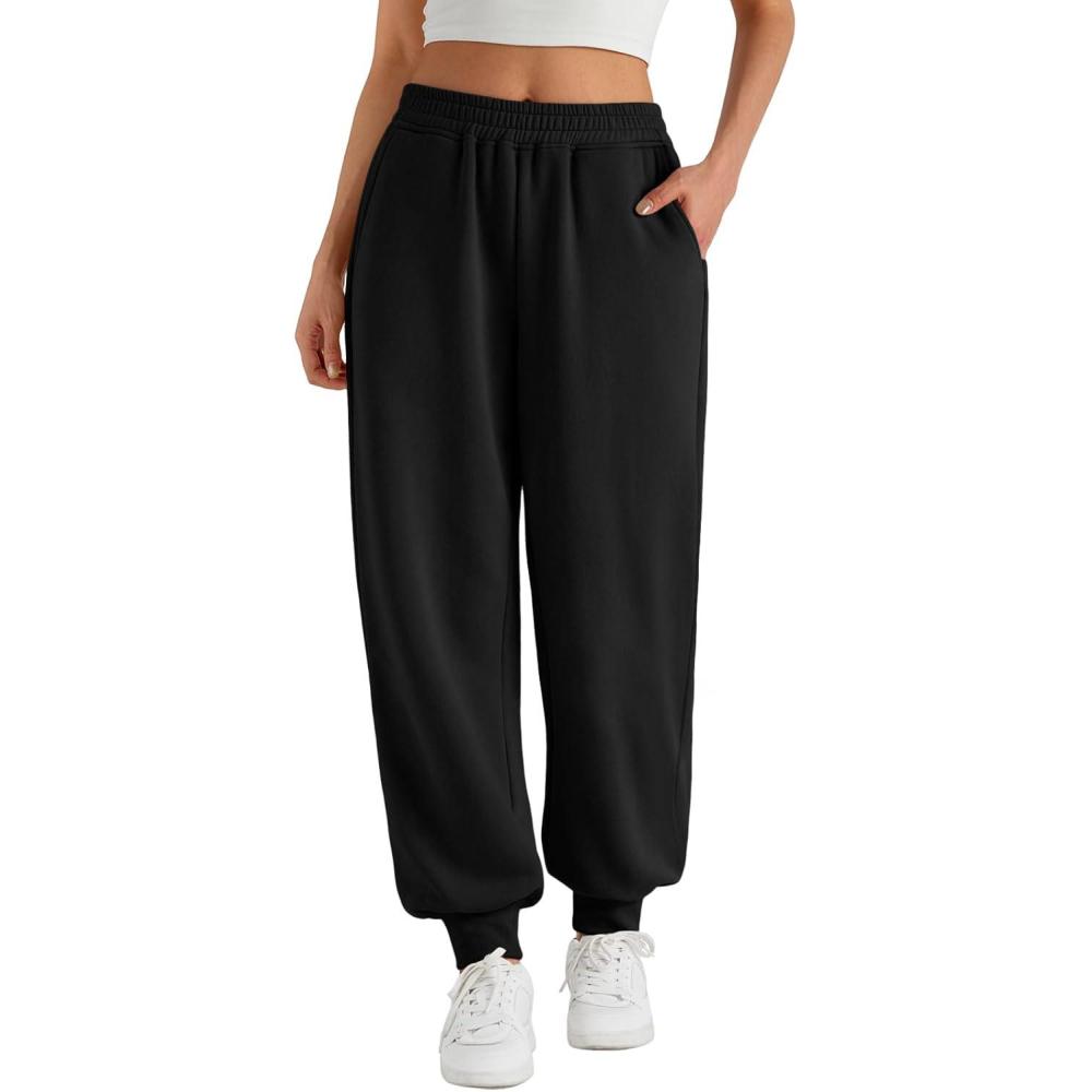 imageTrendy Queen Womens Sweatpants Baggy Athletic Joggers with Pockets Lounge PantsBlack