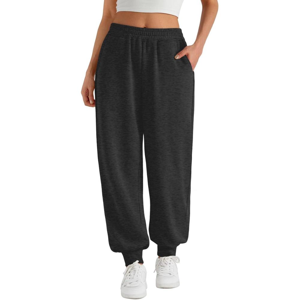 imageTrendy Queen Womens Sweatpants Baggy Athletic Joggers with Pockets Lounge PantsBlackgrey