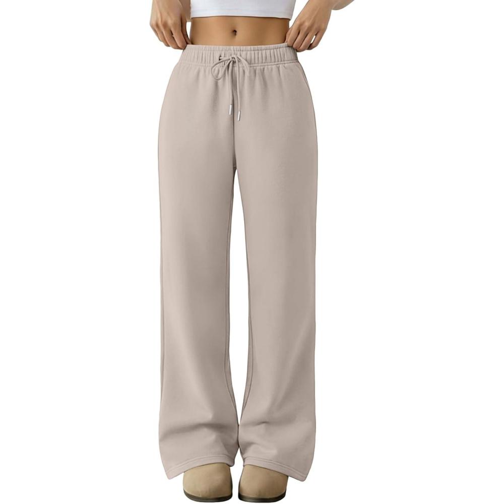 imageTrendy Queen Womens Sweatpants Baggy Wide Leg Barrel Pants Lounge Comfy Palazzo Joggers with PocketsCoffeegrey