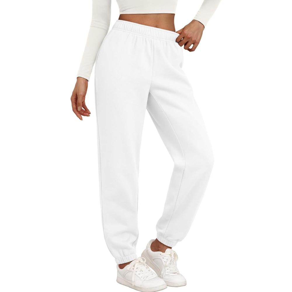 imageTrendy Queen Womens Sweatpants High Waisted Winter Baggy Lounge Pants Fall Active Fleece Comfy Joggers 2025White