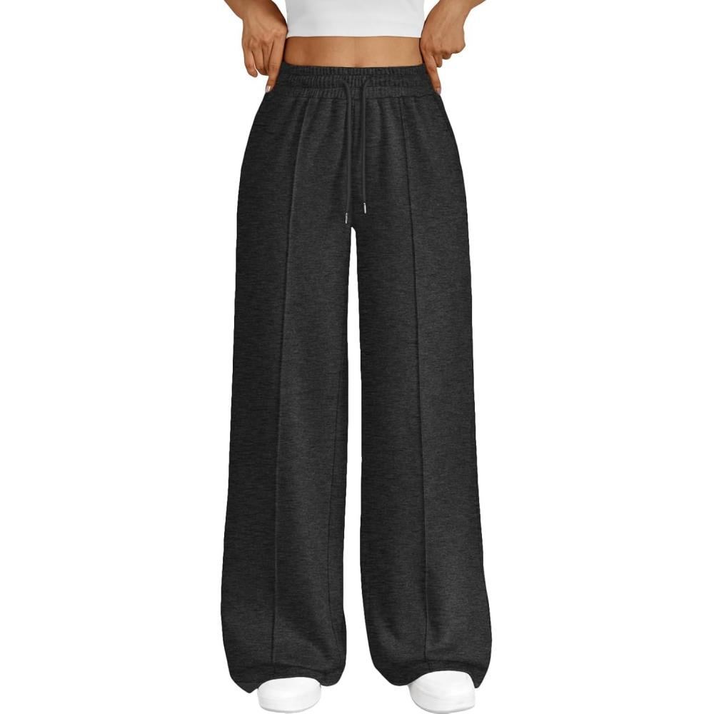 imageTrendy Queen Womens Wide Leg Sweatpants Baggy Loose Fall Barrel Casual Lounge Athletic Pants Comfy Teen Girl Cute y2k JoggersDark Grey