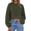imageTrendy Queen Cropped Sweatshirts for Women Oversized Crewneck Sweaters Long Sleeve Tops Fall Winter Clothes 2025Armygreen