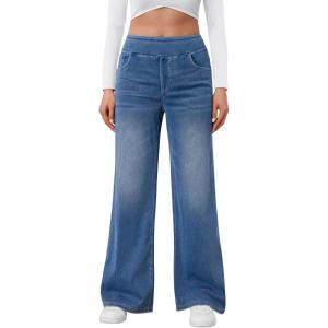Trendy Queen Jeans for Women Wide Leg High Waisted Stretchy Straight Baggy Jeans Fashion Denim Fall Pants 2025(Blue)