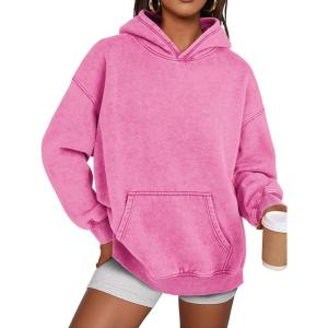 Trendy Queen Oversized Hoodies for Women Acid Wash Sweatshirt Cute Pullover Fall Winter Long Sleeve Shirts(Pink)