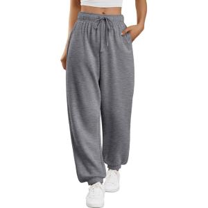 Trendy Queen Sweatpants Women Baggy Joggers with Pockets Lounge Comfy Barrel Pants Teens Cute Y2K Sports Fall Clothes 2025(Blackgrey)