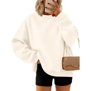 Trendy Queen Sweatshirts for Women Hoodies Oversized Crewneck Tops Sweaters Comfy Fall Winter Outfits Clothes 2025 Fashion(Apricot)