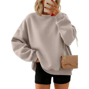 Trendy Queen Sweatshirts for Women Hoodies Oversized Crewneck Tops Sweaters Comfy Fall Winter Outfits Clothes 2025 Fashion(Coffeegrey)