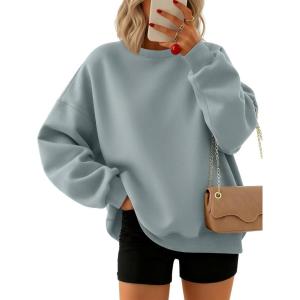 Trendy Queen Sweatshirts for Women Hoodies Oversized Crewneck Tops Sweaters Comfy Fall Winter Outfits Clothes 2025 Fashion(Lightgreen)