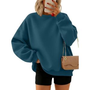 Trendy Queen Sweatshirts for Women Hoodies Oversized Crewneck Tops Sweaters Comfy Fall Winter Outfits Clothes 2025 Fashion(Navy)