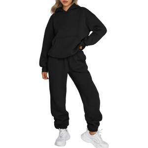 Trendy Queen Sweatsuits Women 2 Piece Outfit Two Piece Lounge Sets Hoodies and Sweatpants Fall Fashion Clothes 2025 Tracksuit(Black)