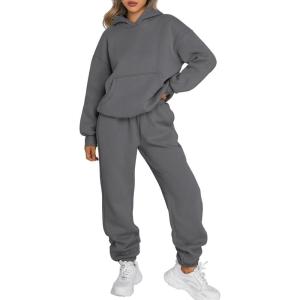 Trendy Queen Sweatsuits Women 2 Piece Outfit Two Piece Lounge Sets Hoodies and Sweatpants Fall Fashion Clothes 2025 Tracksuit(Blackgrey)