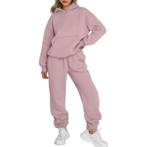 Trendy Queen Sweatsuits Women 2 Piece Outfit Two Piece Lounge Sets Hoodies and Sweatpants Fall Fashion Clothes 2025 Tracksuit(Darkpink)