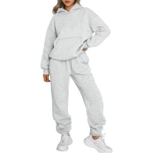 Trendy Queen Sweatsuits Women 2 Piece Outfit Two Piece Lounge Sets Hoodies and Sweatpants Fall Fashion Clothes 2025 Tracksuit(Grey)