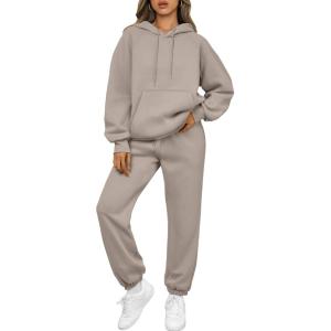 Trendy Queen Sweatsuits Women 2 Piece Outfits Lounge Two Piece Sets Sweatshirts Sweatpants Hoodies Tracksuits with Pockets(Coffee Grey)