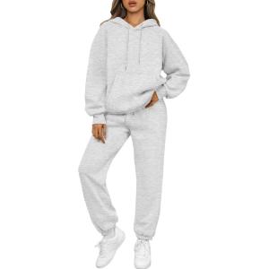 Trendy Queen Sweatsuits Women 2 Piece Outfits Lounge Two Piece Sets Sweatshirts Sweatpants Hoodies Tracksuits with Pockets(Grey)