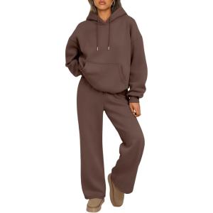 Trendy Queen Womens 2 Piece Outfits Lounge Fall Fashion Sets Oversized Sweatshirts Wide Leg Pants Sweatsuits Winter Clothes(Chocolate Brown)