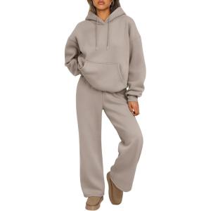 Trendy Queen Womens 2 Piece Outfits Lounge Fall Fashion Sets Oversized Sweatshirts Wide Leg Pants Sweatsuits Winter Clothes(Coffeegery)