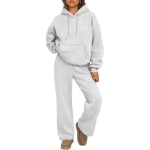 Trendy Queen Womens 2 Piece Outfits Lounge Fall Fashion Sets Oversized Sweatshirts Wide Leg Pants Sweatsuits Winter Clothes(Gery)
