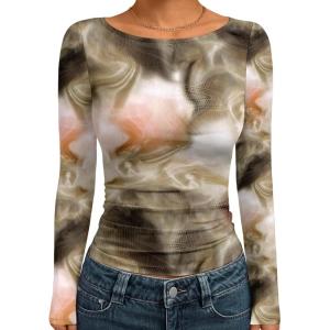 Trendy Queen Women’s Boat Neck Tops Long Sleeve Shirts Casual Fitted Tee Shirts Solid Color Fall Basic Clothes 2025(Camogreen)