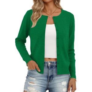 Trendy Queen Womens Cardigan Sweaters Lightweight Crew Neck Outfits Fall Fashion 2025 Clothing(Green)