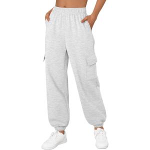 Trendy Queen Womens Cargo Sweatpants Oversized Fleece Joggers Baggy Athletic Pants with Pocket(Grey)