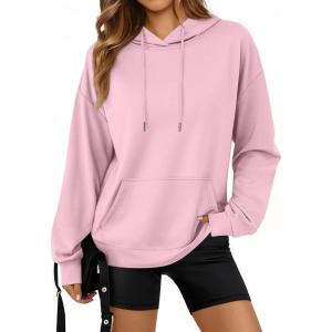 Trendy Queen Womens Fall Fashion T Shirts Basic Drawstring Pullover Loose Fit Hoodies Winter Clothes with Pocket(Pink)