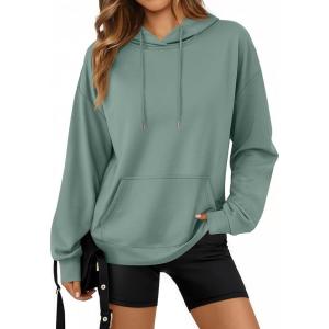 Trendy Queen Womens Fall Fashion T Shirts Basic Drawstring Pullover Loose Fit Hoodies Winter Clothes with Pocket(Sage)