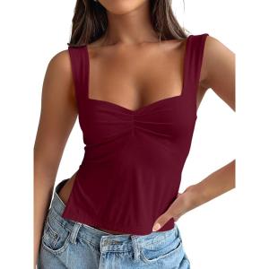 Trendy Queen Womens Going Out Crop Tops Backless Tank Tops Summer Y2k Teen Girls Basics Cute Clothes(Burgundy)