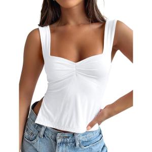 Trendy Queen Womens Going Out Crop Tops Backless Tank Tops Summer Y2k Teen Girls Basics Cute Clothes(White)